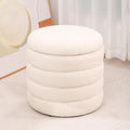 White Round Upholstered Ottoman E145901