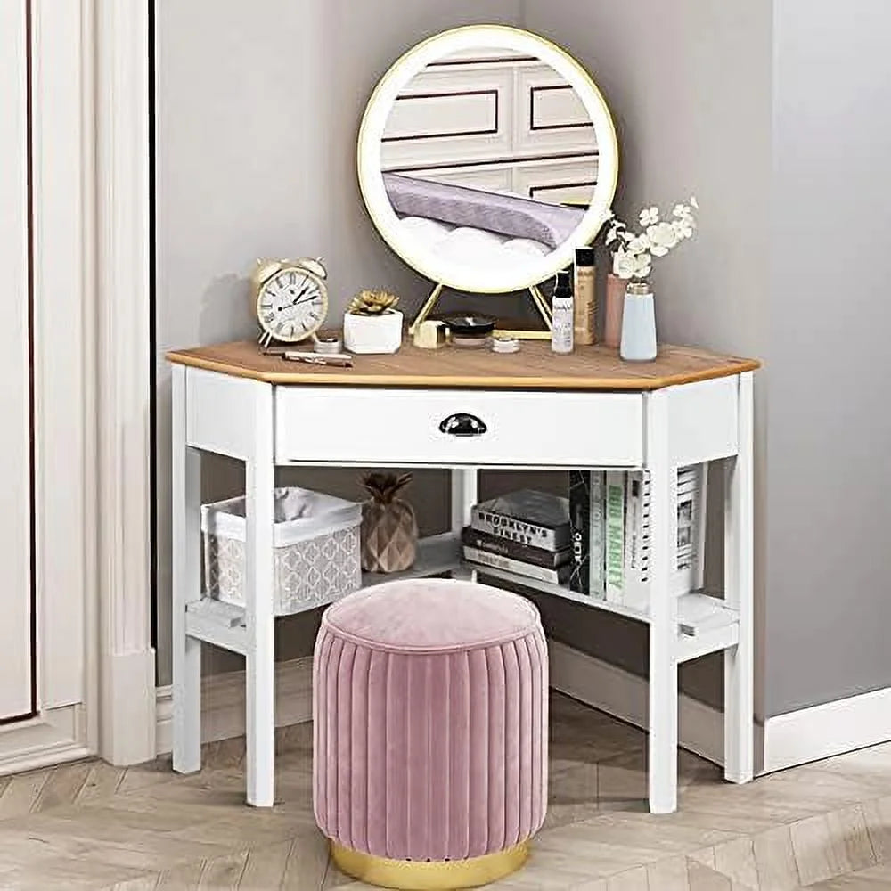 Small Corner Desk with Shelves Drawer V52579