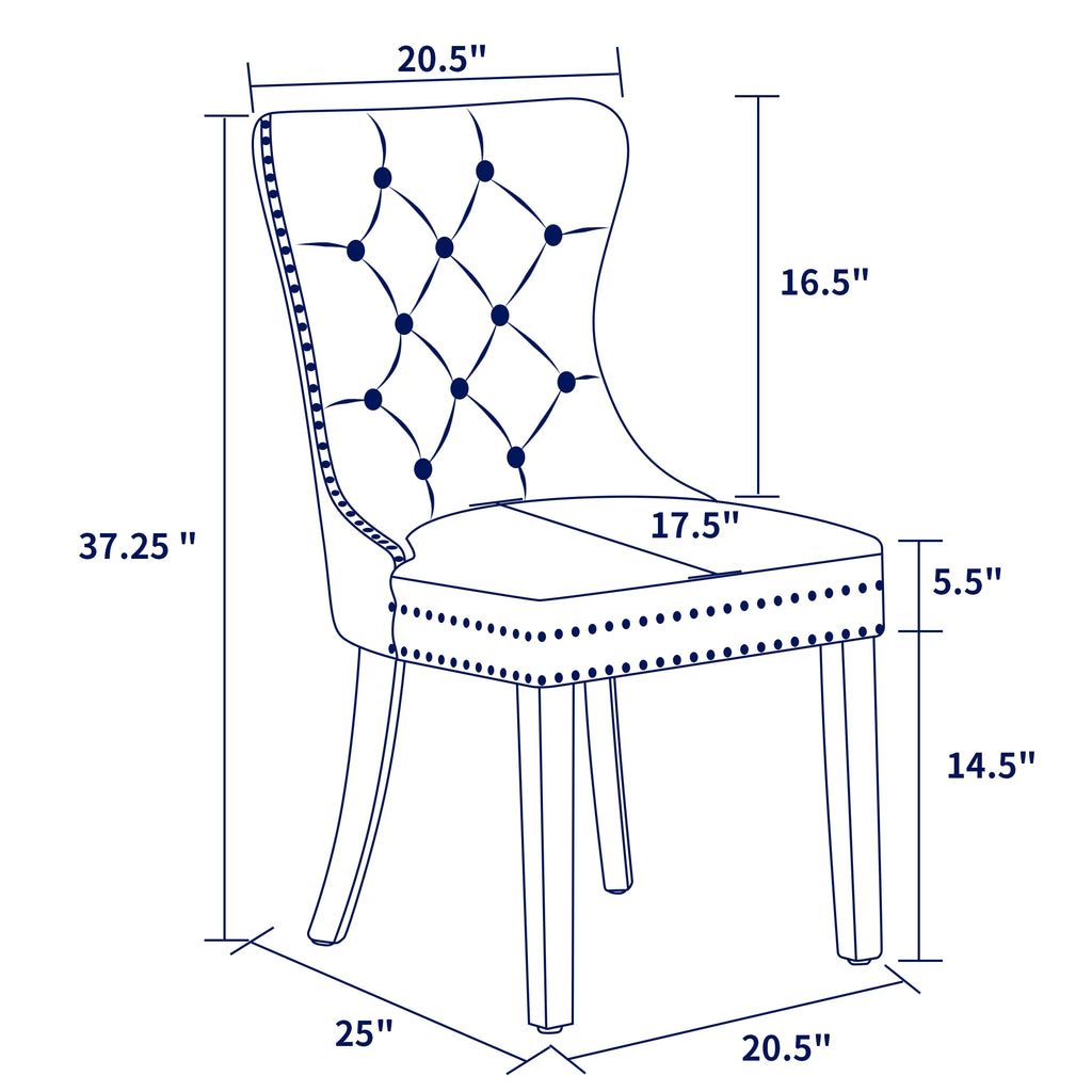 Brown PU Leather Dining Chairs with Wood Legs Set of 2 D739