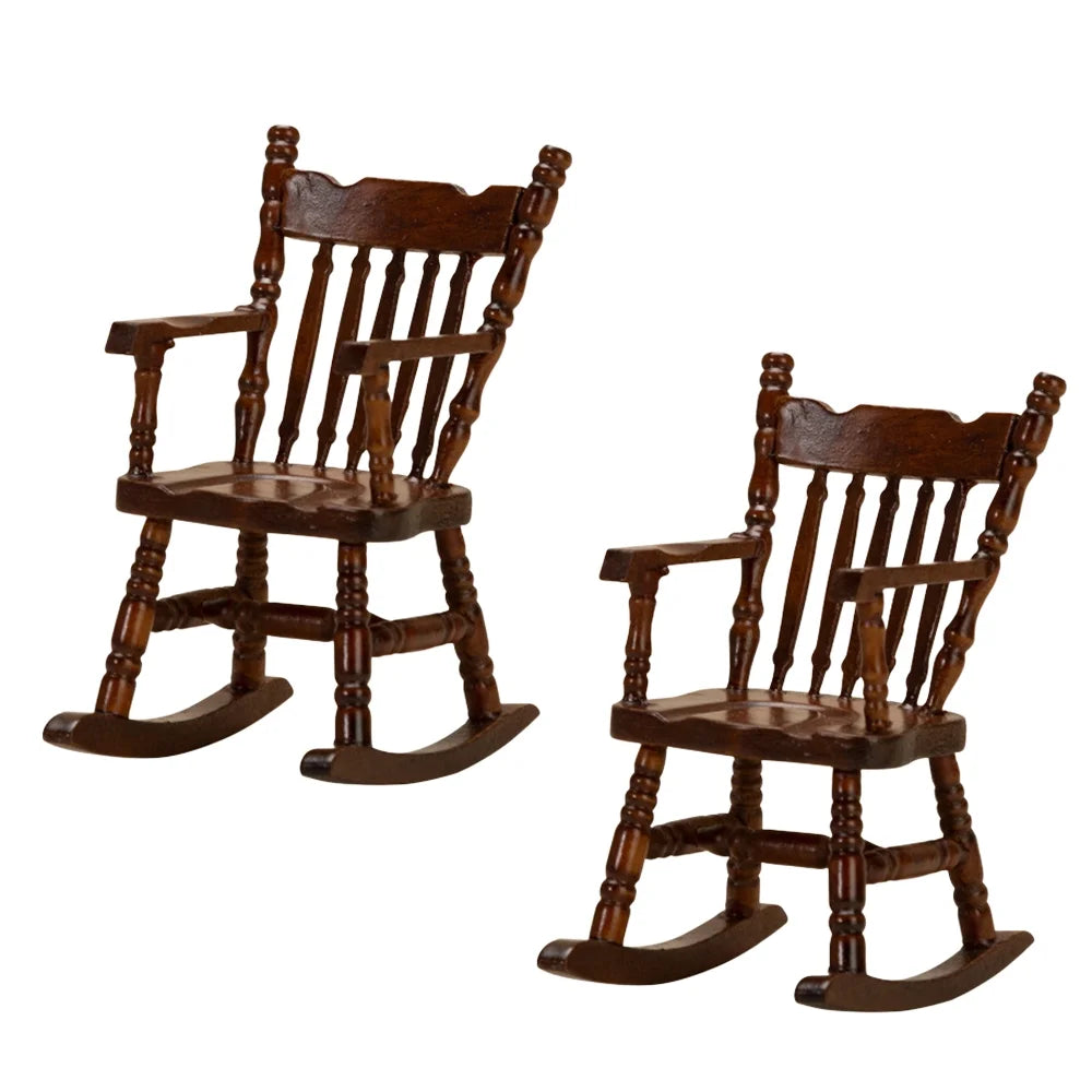 Walnut Dollhouse Rocking Chairs, 2 Pieces U4253