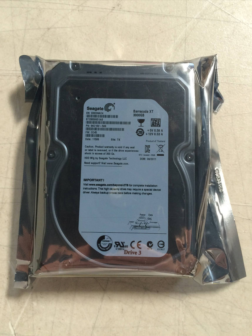 3 TB Internal HDD SATA 6Gb/s 7,200 rpm M7404