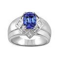 Cushion Tanzanite Diamonds 5 CT Ring, 14K White Gold L844