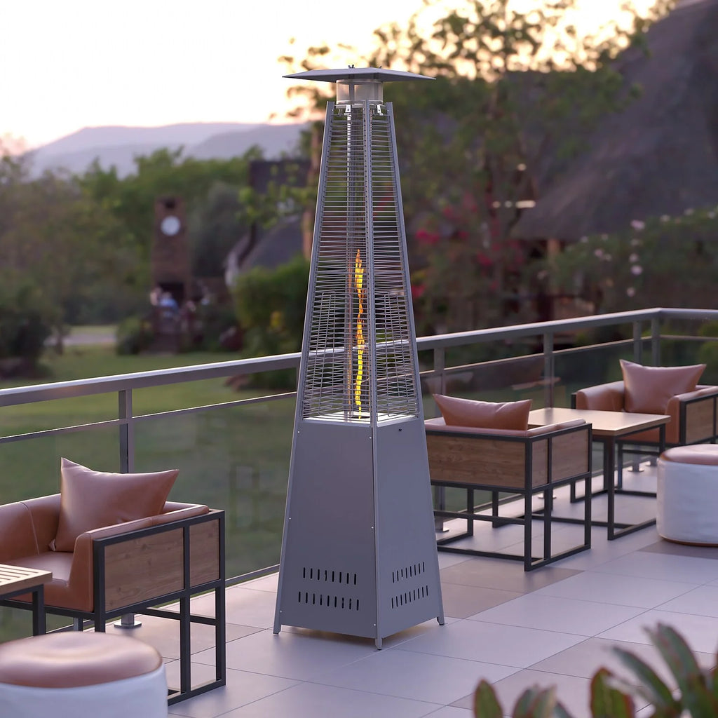 Silver Stainless Steel Propane Patio Heater with Wheels I977
