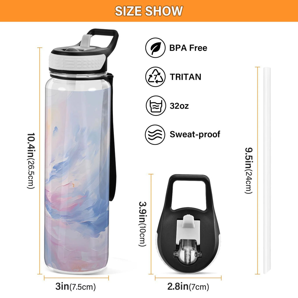 Blue and Pink 32oz Tritan Water Bottles with Straw U38166
