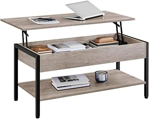 Industrial Lift Top Coffee Table 47.5x24x20 Inches Gray B61675