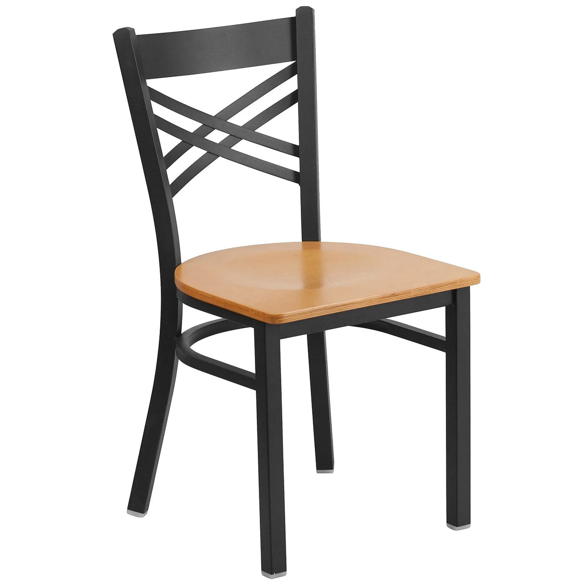 2 Pack Black Metal Restaurant Chair with Wood Seat Y3139