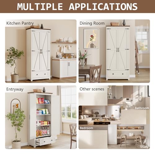 72" Tall Storage Cabinet with Adjustable Shelves & Barn Doors L199