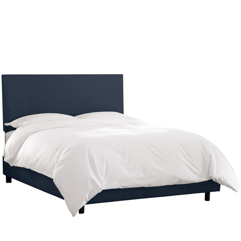 Navy Blue Full Microsuede Bed U5459