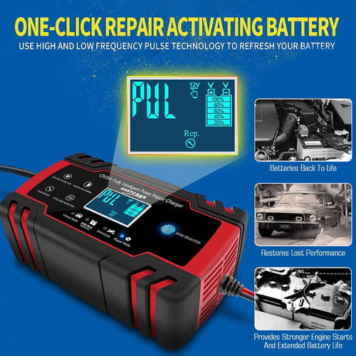 12V/8A 24V/4A Automatic Smart Battery Charger/Maintainer with LCD Display H622