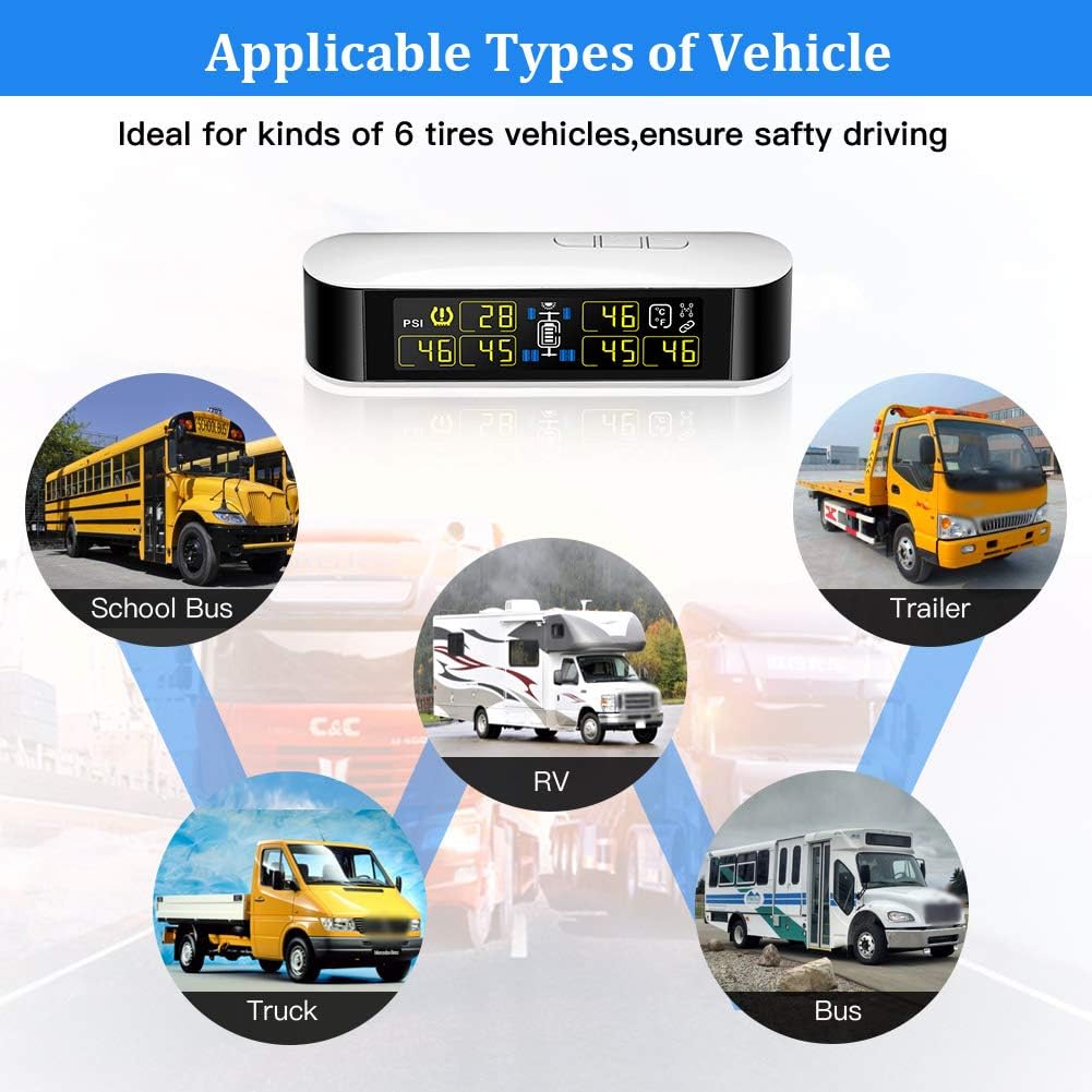 6 External Sensors TPMS Tire Pressure Monitoring System with LCD Color Screen L36436
