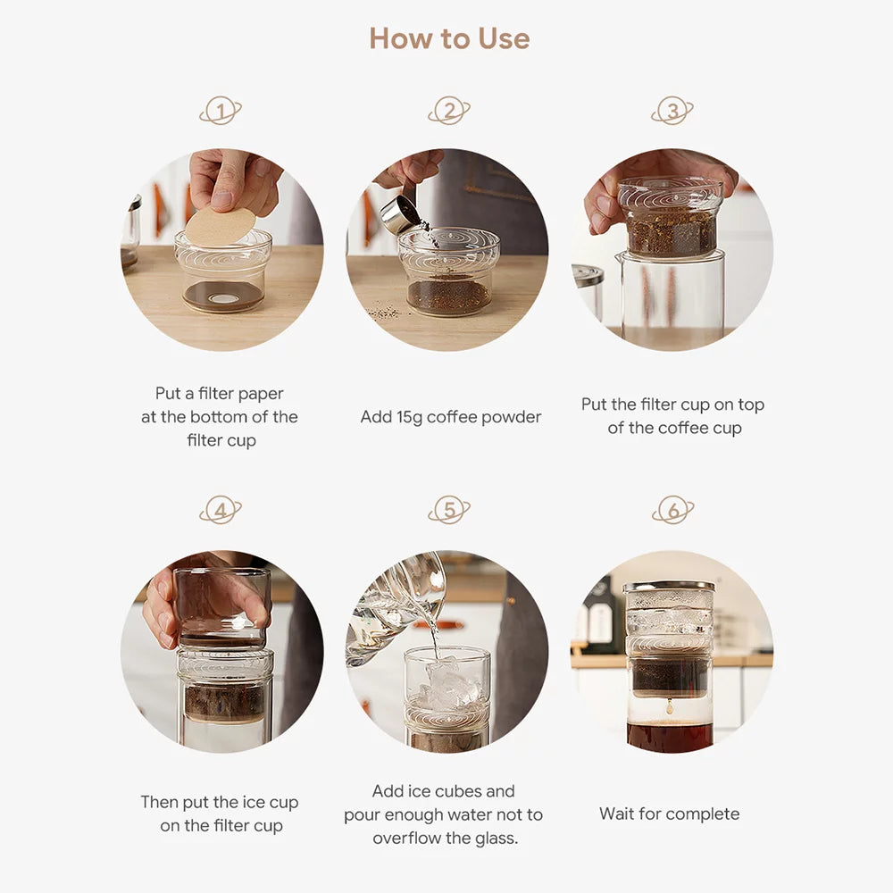 300ml Borosilicate Glass Cold Brew Coffee and Tea Maker with Cleaning Brush and Spoon A446