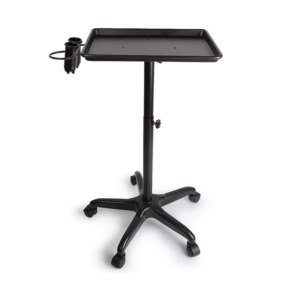 Black Aluminum Salon Tray Cart with Wheels S578