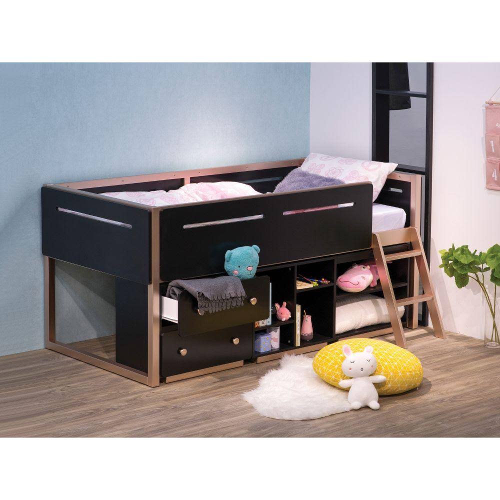 Black Rose Gold Loft Bed B9887