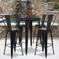 30 Round Silver Metal Bar Table Set with 4 Cafe Stools Y6519