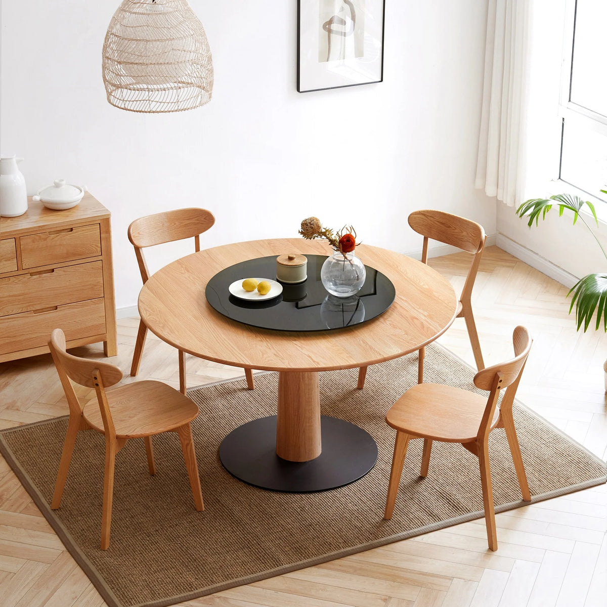 Solid Oak Wood Dining Chairs Set of 4 L7609