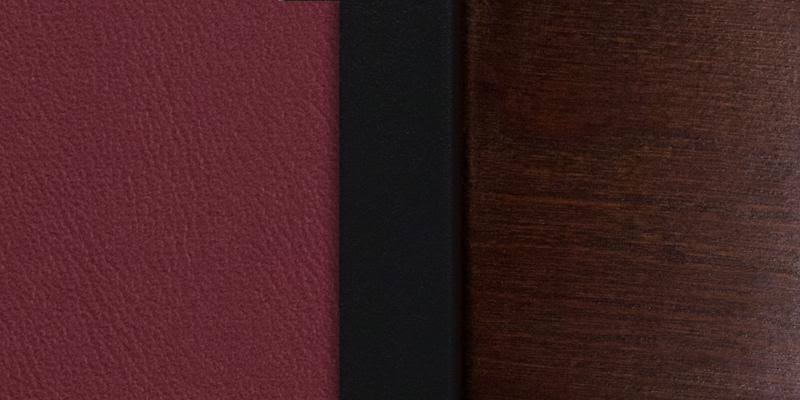 Black Metal Restaurant Chair with Walnut Wood Back and Burgundy Vinyl Seat S150009