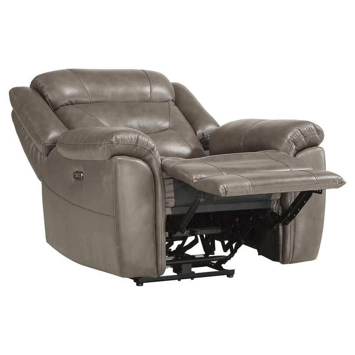 Brown Gray Italian Top Grain Leather Power Reclining Chair M119032
