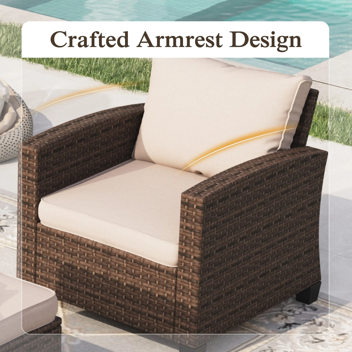 8 Pieces Wicker Patio Conversation Set with Fire Pit Table X6798