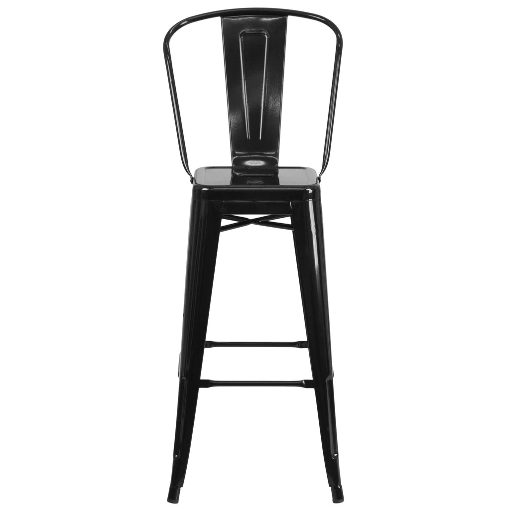Black Metal Indoor-Outdoor Barstool with Removable Back S20381