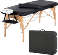 Portable Massage Table 73” L 28”W Height Adjustable with Bolsters Carry Case 2 Fold Black K115
