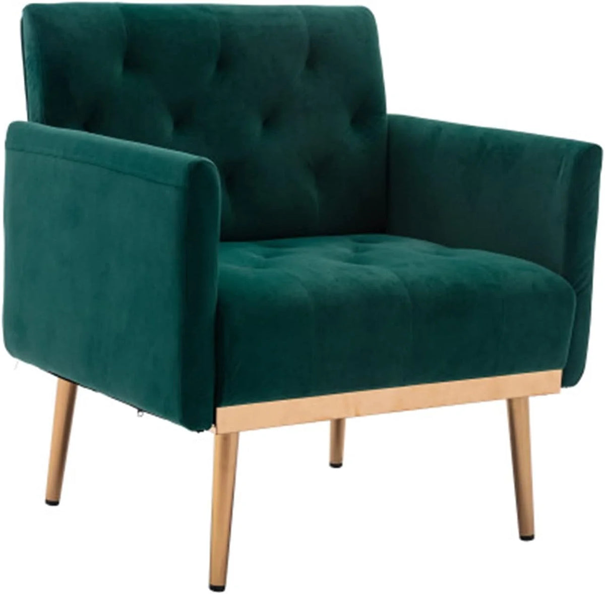Square Velvet Accent Chair with Golden Metal Legs N58217