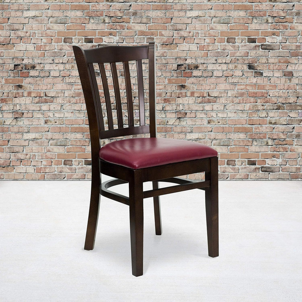 Vertical Slat Back Mahogany Wood Restaurant Chair X458866