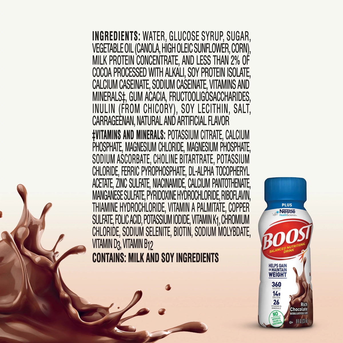 Rich Chocolate Nutritional Drink, 14g Protein, 12-8 fl oz Bottles V722069