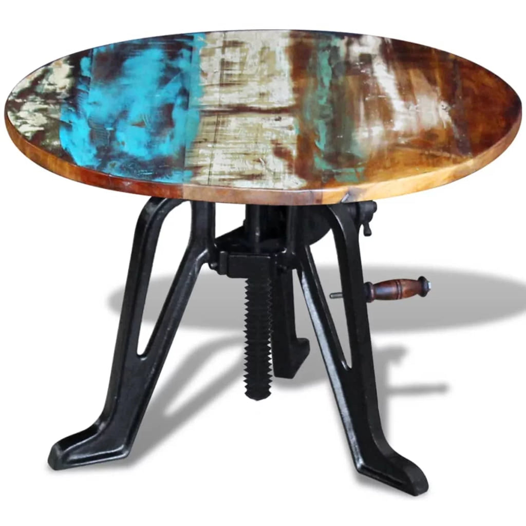 Solid Reclaimed Wood Cast Iron Side Table H18571