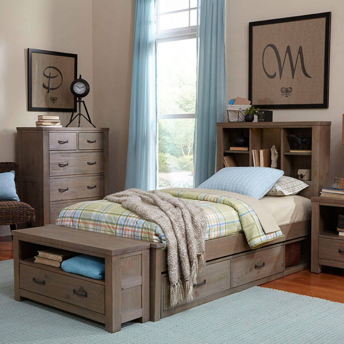 Twin Bookcase Bed with Trundle A904