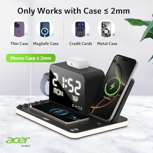 7-in-1 Wireless Charging Station with Adjustable Brightness Night Light F8411