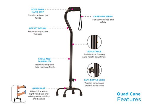 Black Quad Cane With Offset K4307