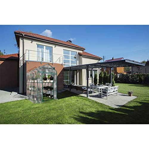 4 Tier Mini Greenhouse with Locking Wheels and PVC Cover I398