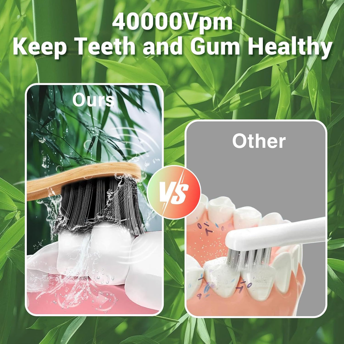 Bamboo Electric Toothbrush 5 Cleaning Modes Sonic Toothbrush Replacement Heads with Plant-Based Bristle 4 Pack A79921