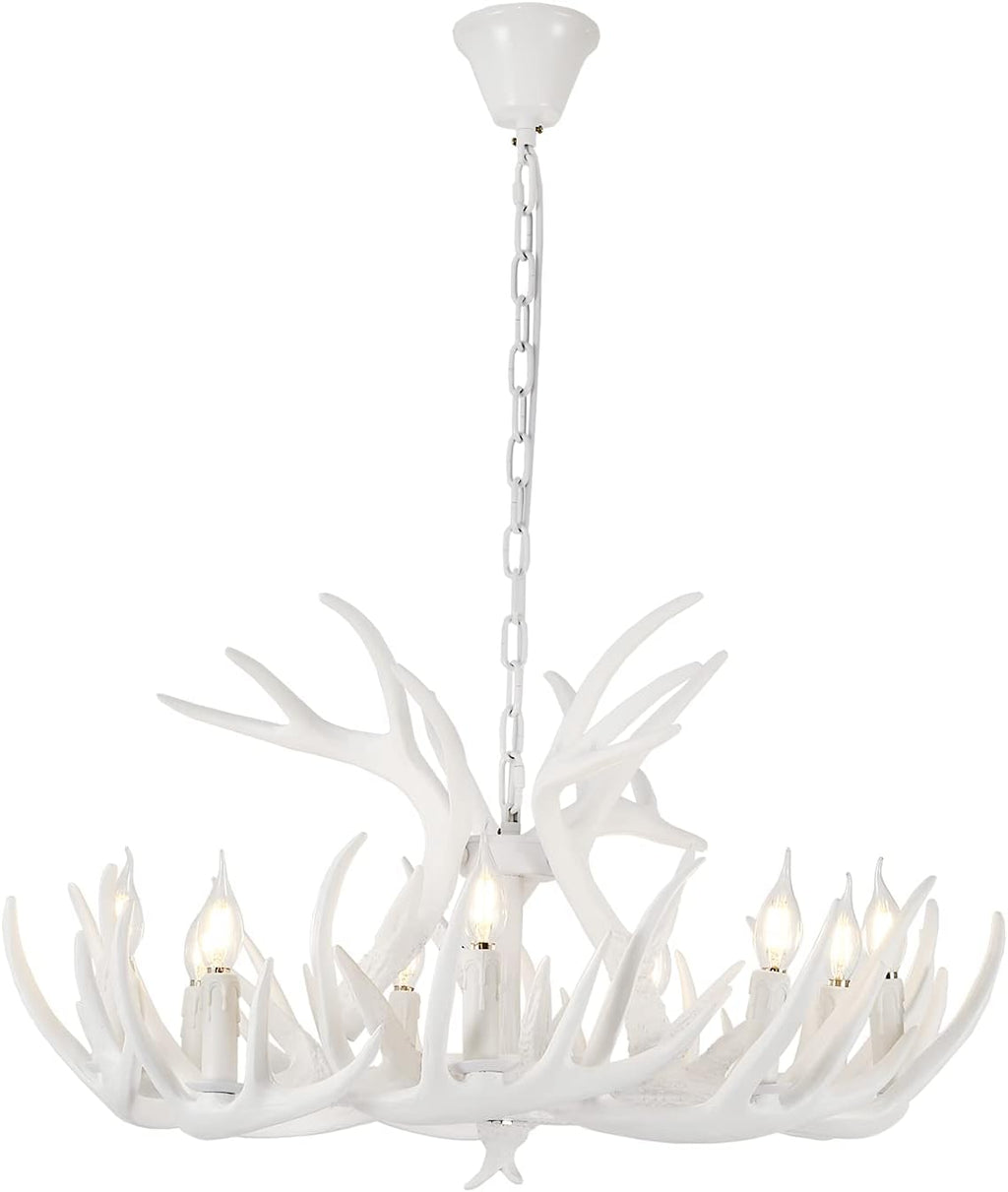 White Antler Chandelier 12 Antlers 9 Lights K6073