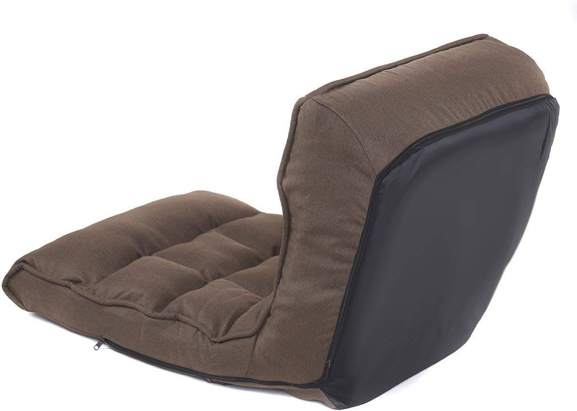 Brown Floor Chair Sleeper 4-Position Adjustable Angle Folding Lazy Sofa Cushioned Couch Lounger Q867
