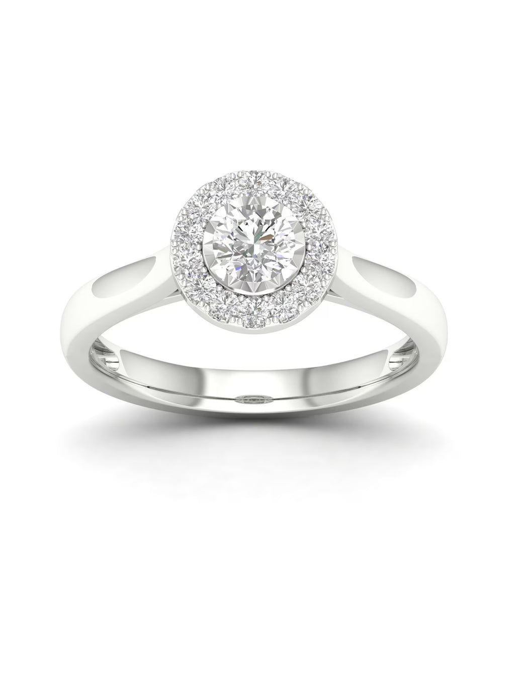 10K White Gold Single Stone Halo Engagement Ring C454659