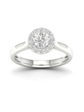 10K White Gold Single Stone Halo Engagement Ring C454659