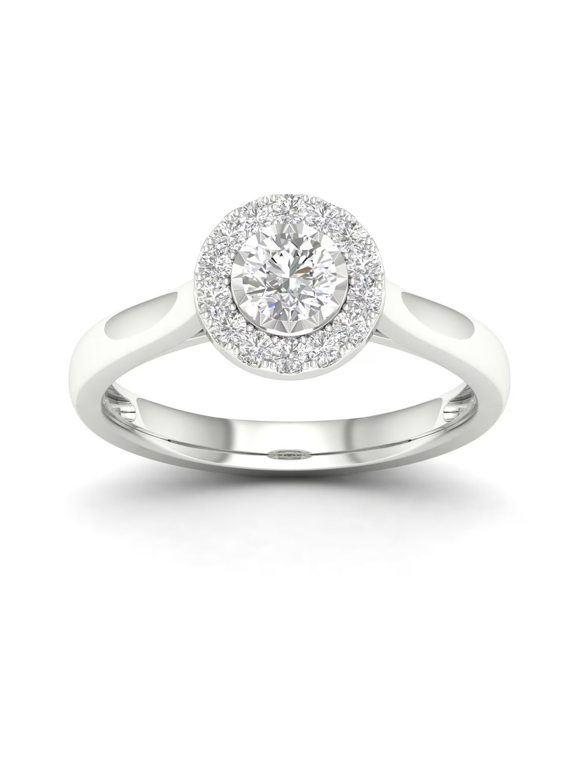 10K White Gold Single Stone Halo Engagement Ring C454659