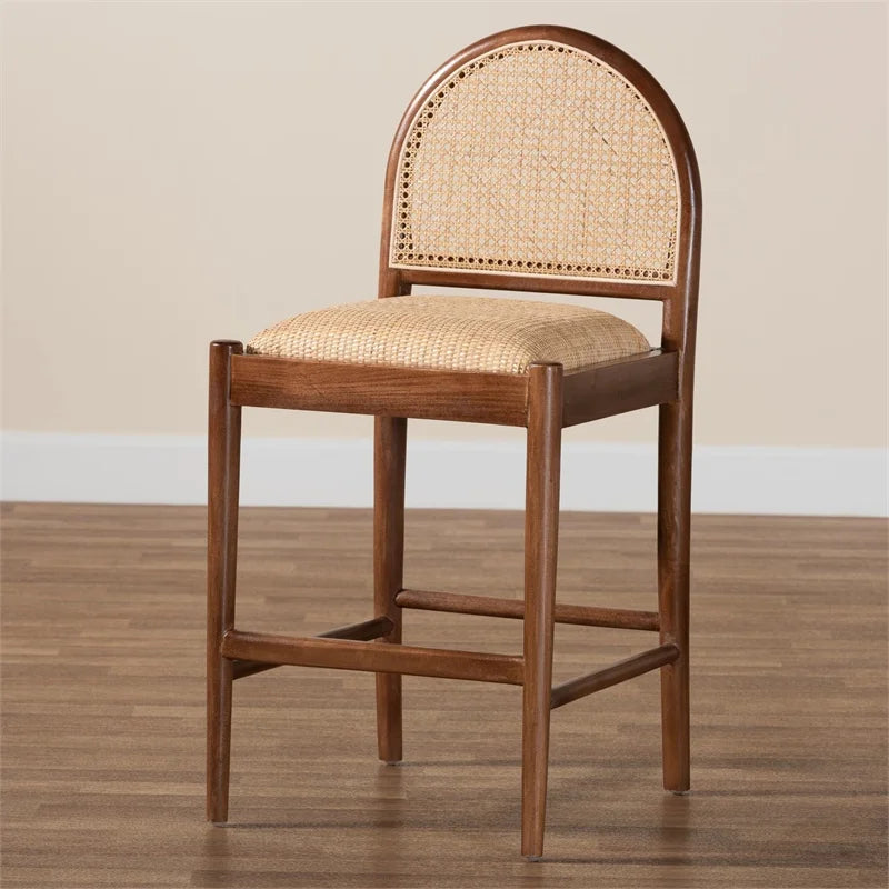 Natural Rattan and Acacia Wood Counter Stool K762