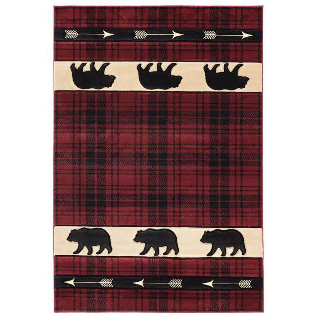 Burgundy Plaid 5' 3" x 7' 6" Rectangle Area Rug H39881
