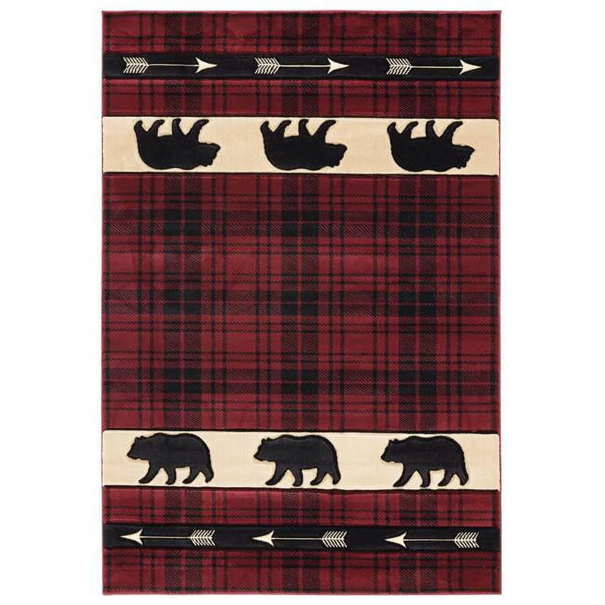 Burgundy Plaid 5' 3" x 7' 6" Rectangle Area Rug H39881