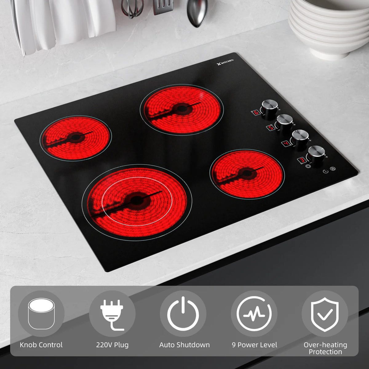 24 Inch 4 Burners Electric Cooktop U90327