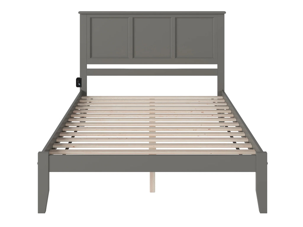 King Solid Wood Platform Bed with Panel Headboard in Grey K738508