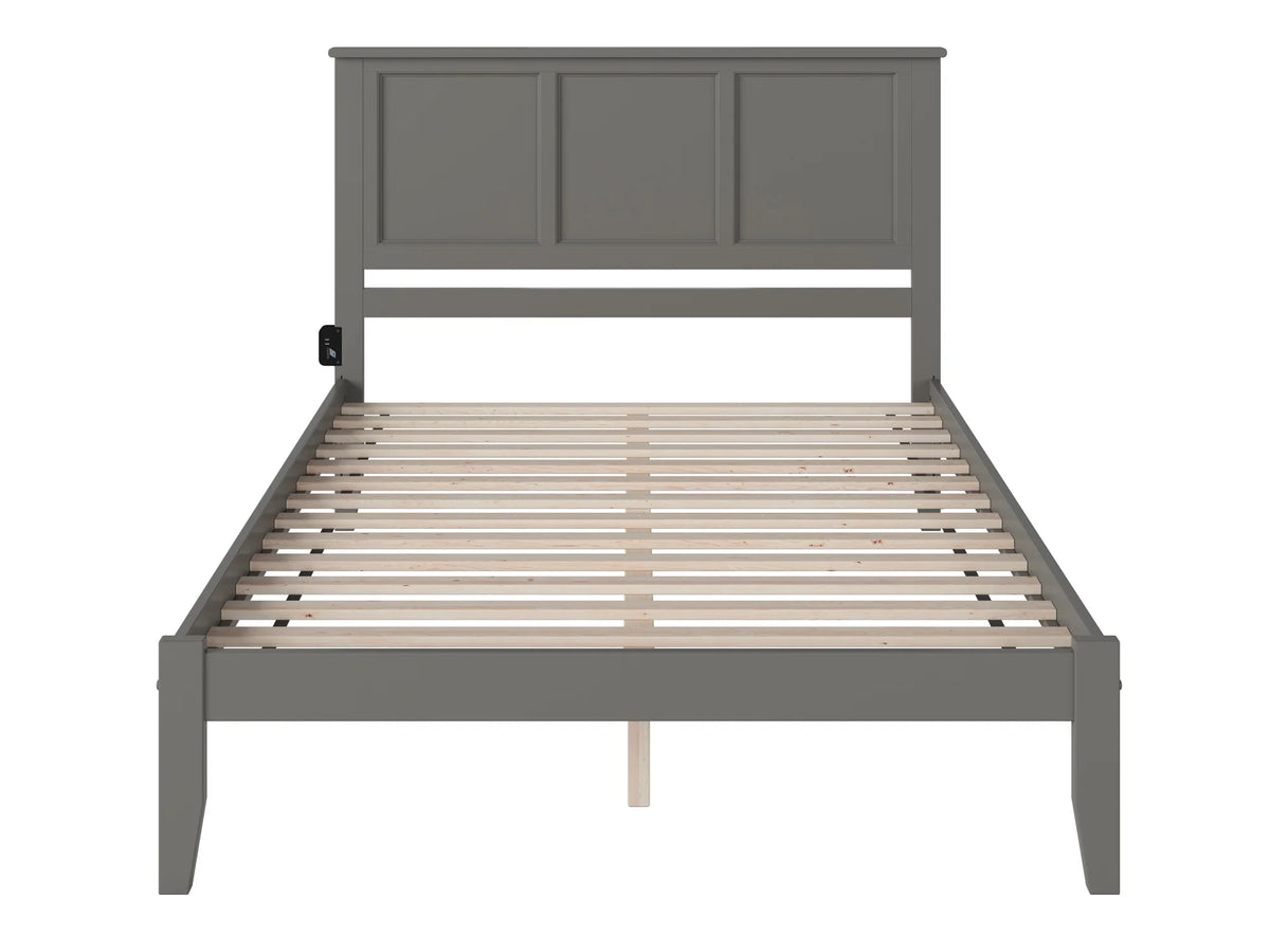 King Solid Wood Platform Bed with Panel Headboard in Grey K738508