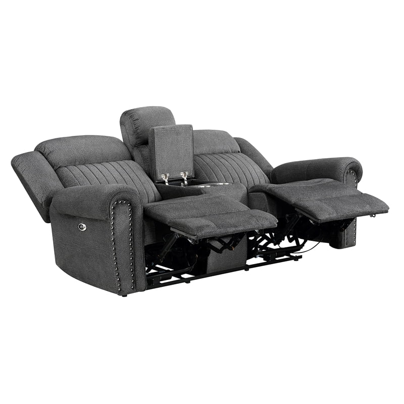 Charcoal Microfiber 2-Piece Power Reclining Sofa Set J5372