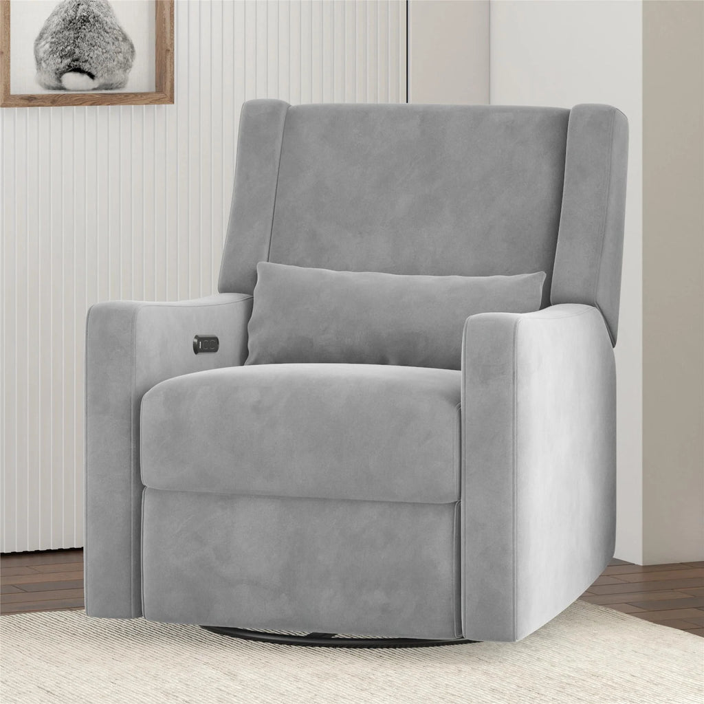 Gray Velvet Swivel Glider Recliner N937