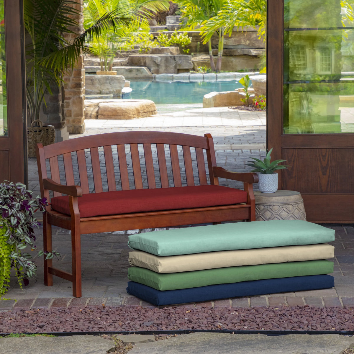 Ruby Red Outdoor Bench Cushion 17 x 46 C9579