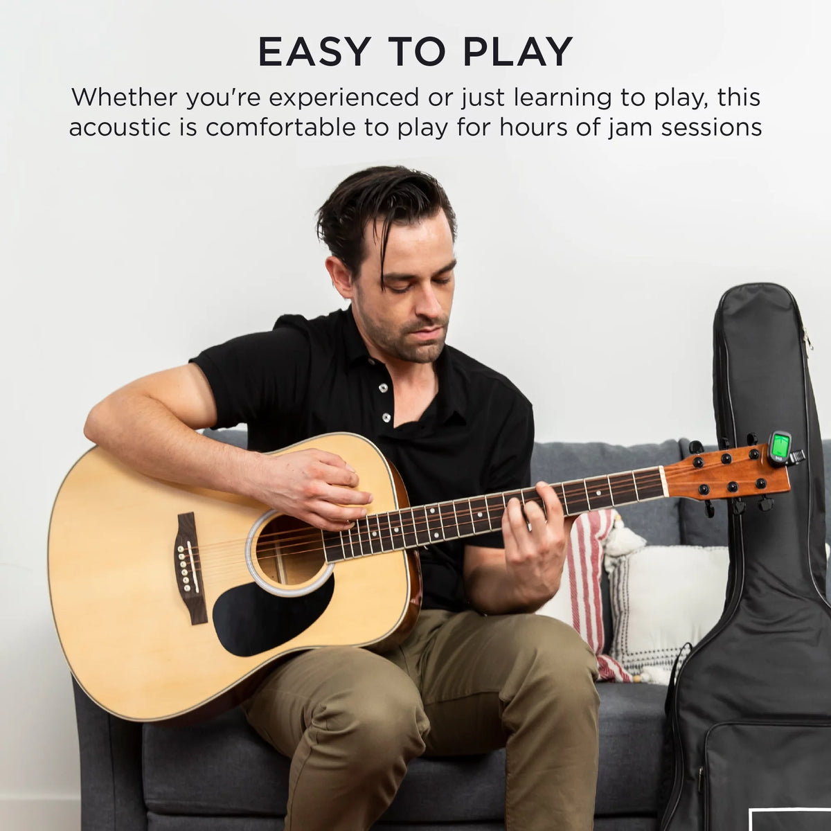 Natural Full Size Acoustic Guitar Starter Kit with Gig Bag W1131