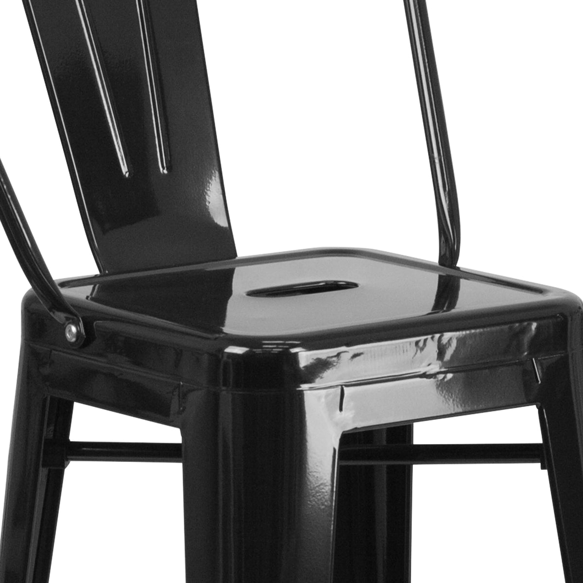 Black Metal Indoor-Outdoor Barstool with Removable Back S20381