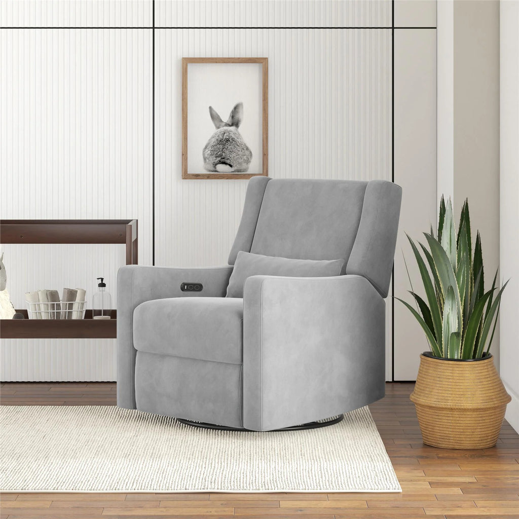 Gray Velvet Swivel Glider Recliner N937